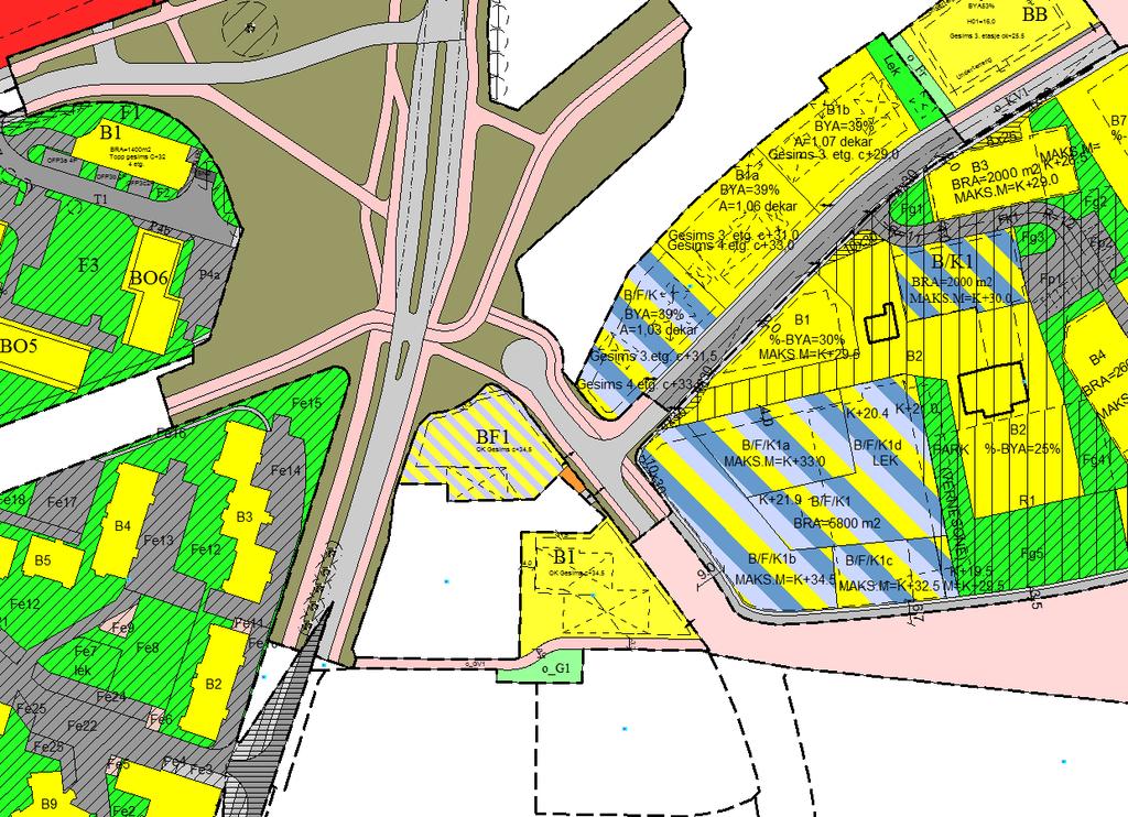 Utsnitt av detaljregulering for Oddemarka kryssområde Byggeplan St.