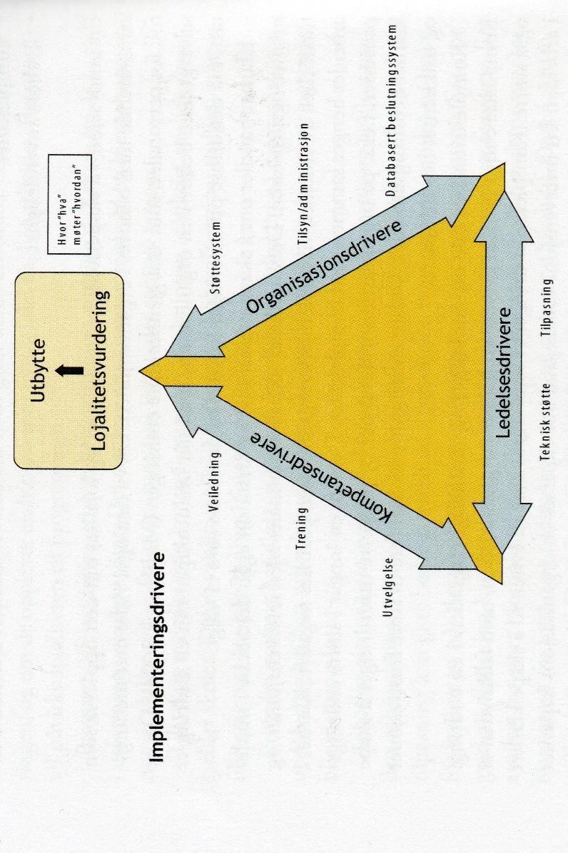 Figur 5. Implementeringsdrivere (Blase et al., 2012). Blase et al. (2012) har utarbeidet en modell som synliggjør ulike kjernekomponenter i endringsprosessen, som vist i figur 5 over.