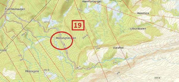 19 BEREGNINGER FOR TVERRELVA (PUNKT 19) Beregningspunkt 19 ligger ved Tverrelva, vist på figur 19.1. Figur 19.