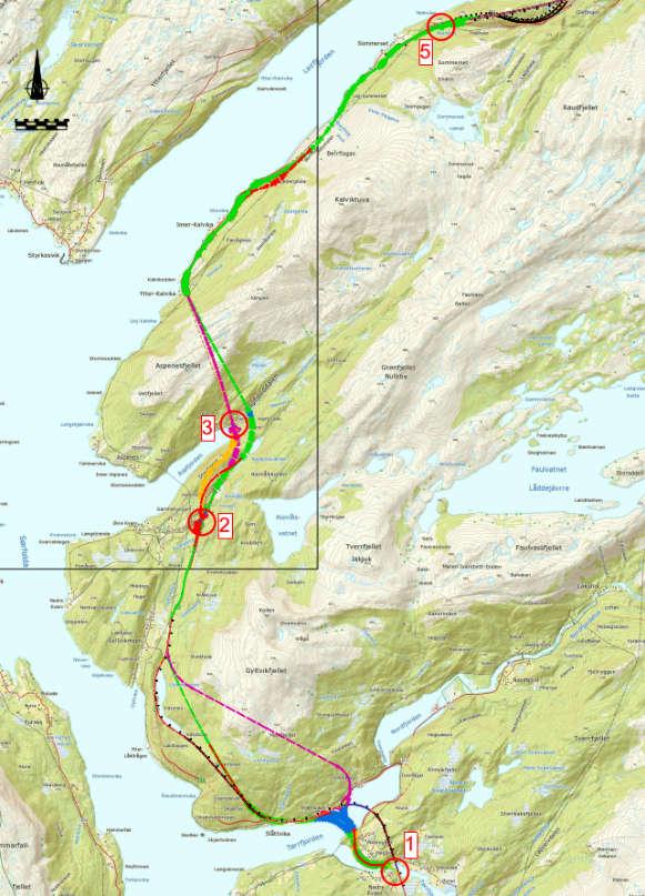 2 FLOMBEREGNINGER Dimensjonerende 200-årsflom er beregnet i totalt 16 punkter der elva krysser prosjekterende ny E6 mellom