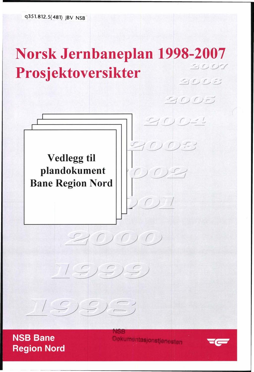 q351.812.5( 481) JBV NSB Norsk Jernbaneplan 1998-2007 -':-;,~!