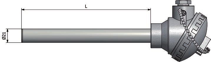 BESTILLINGSKODE TH Termoelement med koblingshode Føler diameter - D 21,3 21,3 mm Andre på forespørsel Målepunkt R Isolert Element 1 Enkelt element 2 Dobbelt element Lomme materiale B Inconel M 253MA