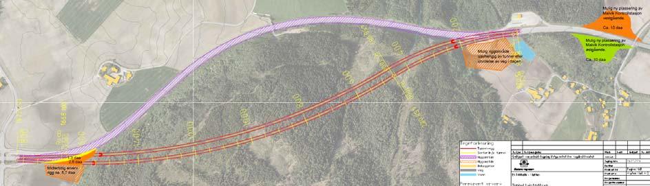 5 Alternativ C. Hele E6 legges i tunnel gjennom Leistadåsen. Dagens E6 tilbakeføres til dyrkamark.