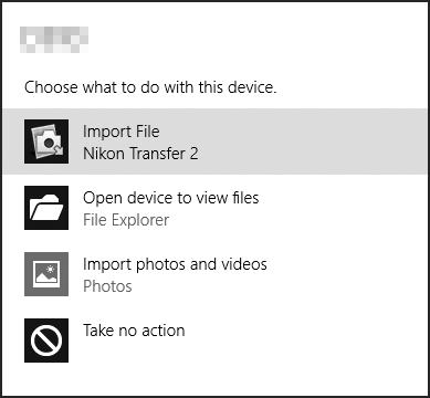 A Windows 8.1 Det kan hende at Windows 8.1 viser en AutoPlay-melding når kameraet kobles til.