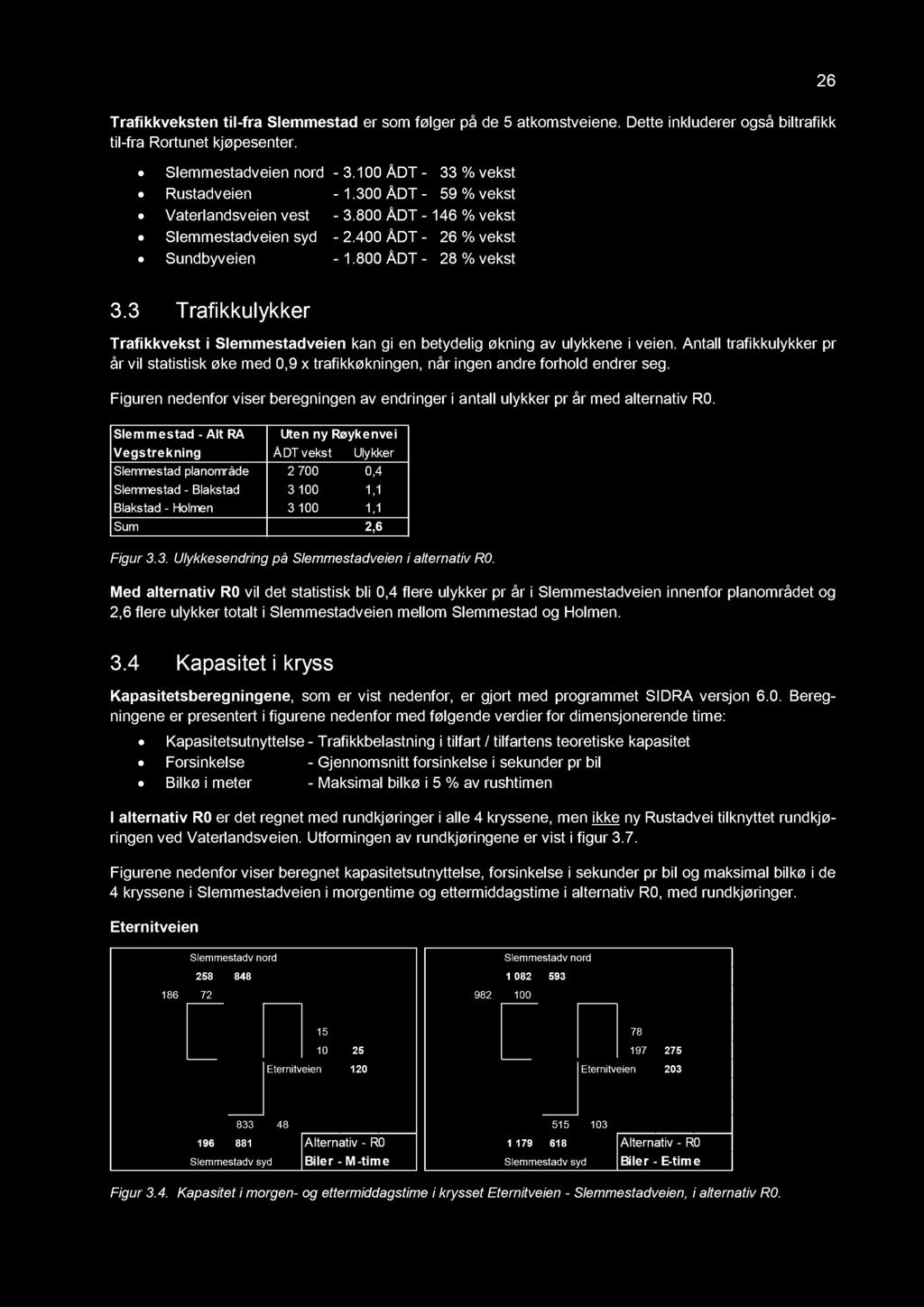 26 Trafikkveksten til - fra Slemmestad er som følger på de 5 atkomstveiene. Dette inkluderer også biltrafikk til - fra Rortunet kjøpesenter. Slemmestadveien nord - 3.