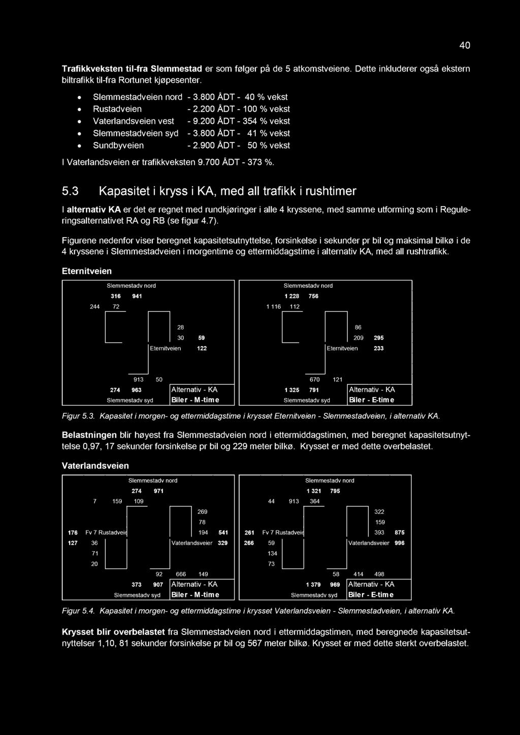 40 Trafikkveksten til - fra Slemmestad er som følger på de 5 atkomstveiene. Dette inkluderer også ekstern biltrafikk til - fra Rortunet kjøpesenter. Slemmestadveien nord - 3.