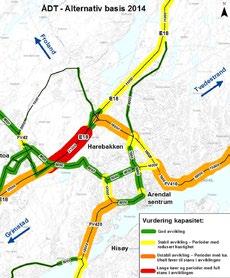 11. FREMTIDSRETTET TRANSPORTSYSTEM SITUASJONSBESKRIVELSE Tilførselsveiene til Arendal og avkjøringen ved Vesterled inn til Grimstad har allerede rushtidsutfordringer i dag.