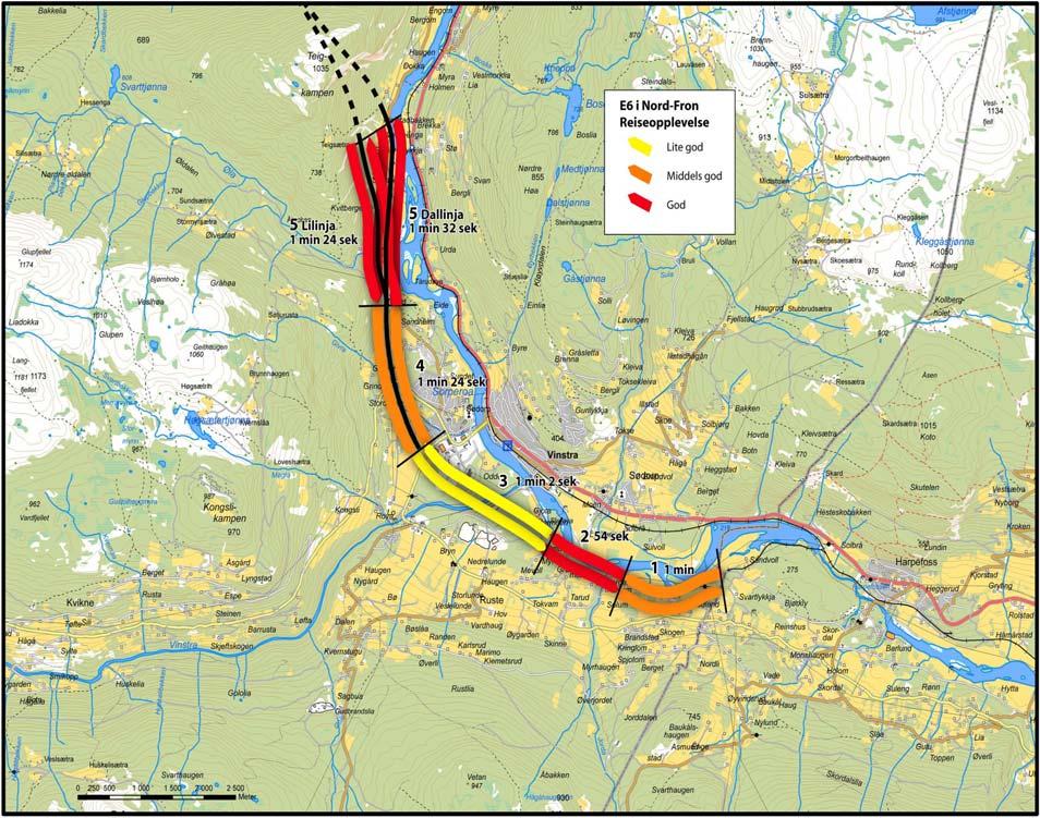 Temakart 3: Li-linja - Reiseopplevelse sør-nord, /nord-sør,