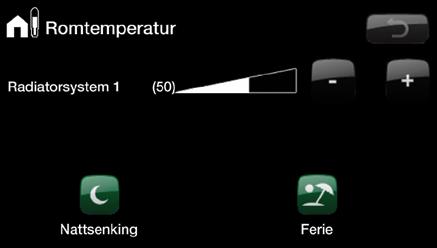 Hvis du vil ha planlagt senking av temperatur, kan du gå videre til undermenyene Nattsenking eller Ferie.