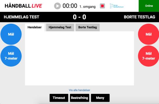 REGISTRERE LIVE-HENDELSER Når en har kontrollert at kamptropp og spilletid er riktig, samt sørget for at lagledere fra begge lag har godkjent og signert kamptroppene er riktig (i de kampene dette