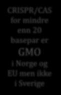 CRISPR/CAS for mindre enn 20 basepar er GMO i Norge og