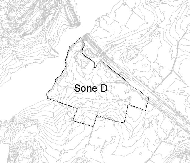 Figur 2. Sone D - Strømsnes sentrum i Valnesfjord slik det er fastsatt i hovedplankartet.