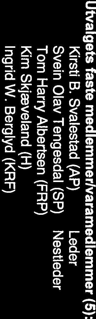 Lsebeth Kjos-Hanssen (V) 2. Martha Charlotte Haugsnes (AP) 3. Kjell Arnt Rasmussen (FRP) 4. Jon Aarsland (KRF) 5.