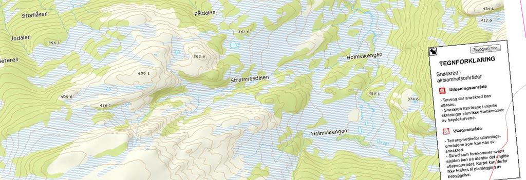 2015 Planforslaget ligger delvis innenfor utløpssone snøskred.