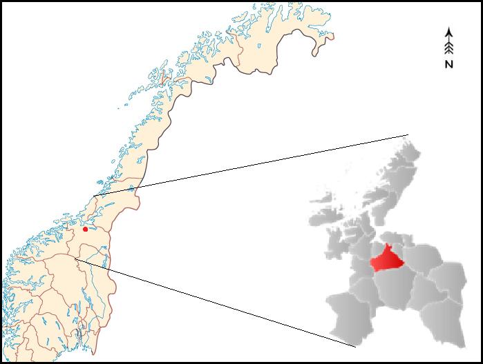 2. Materiale og metode 2.1 Studieområdet Studieområdet er lokalisert i Melhus kommune (UTM 32 V, 63 16'59.9"N 10 16'53.9"E) i Sør- Trøndelag fylke (Figur 3).