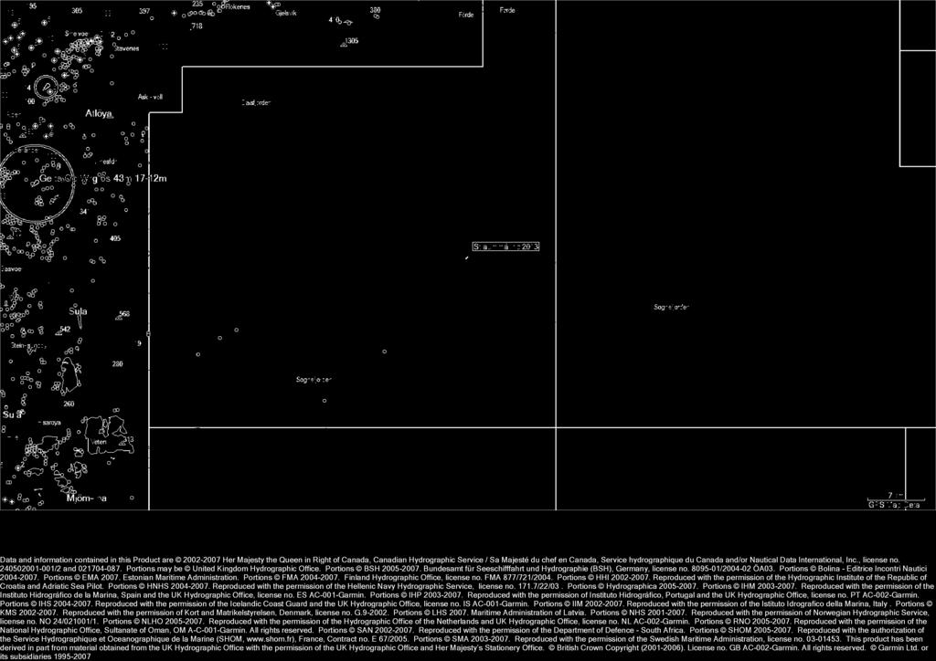 Bundesamt für Seeschifffahrt und Hydrographie (B SH), Germ any, license no. 8095-01/2004-02 ÖA03. Portions Bolina - Ed itrice Incontri Nauti ci 2004-2007. Portions E M A 2007.