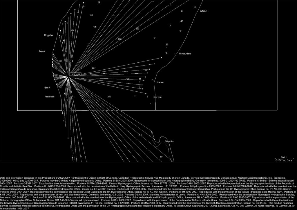 Bundesamt für Seeschifffahrt und Hydrographie (B SH), Germ any, license no. 8095-01/2004-02 ÖA03. Portions Bolina - Ed itrice Incontri Nauti ci 2004-2007. Portions E M A 2007.