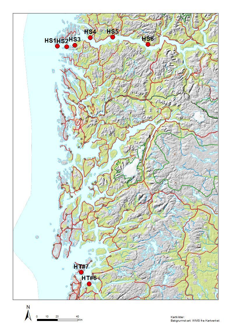 3. Områdebeskrivelse Det ble gjennomført undersøkelser i to områder. I Ryfylke i Rogaland ble to stasjoner (HT#6 og HT#7) gjenbesøkt.