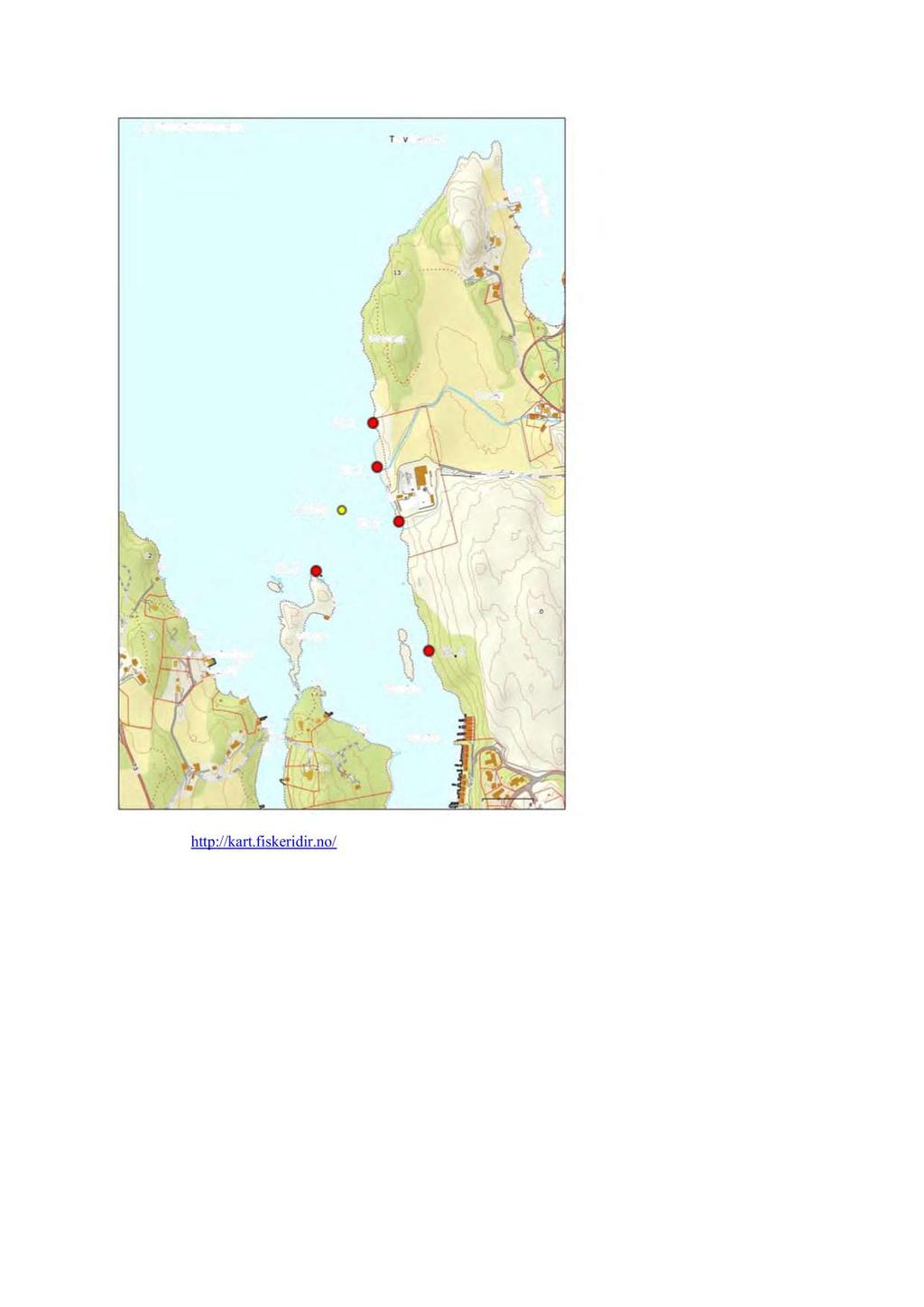 Figur 2. Kart over undersøkte strandsonestasjoner. Målestokk 1:5000.