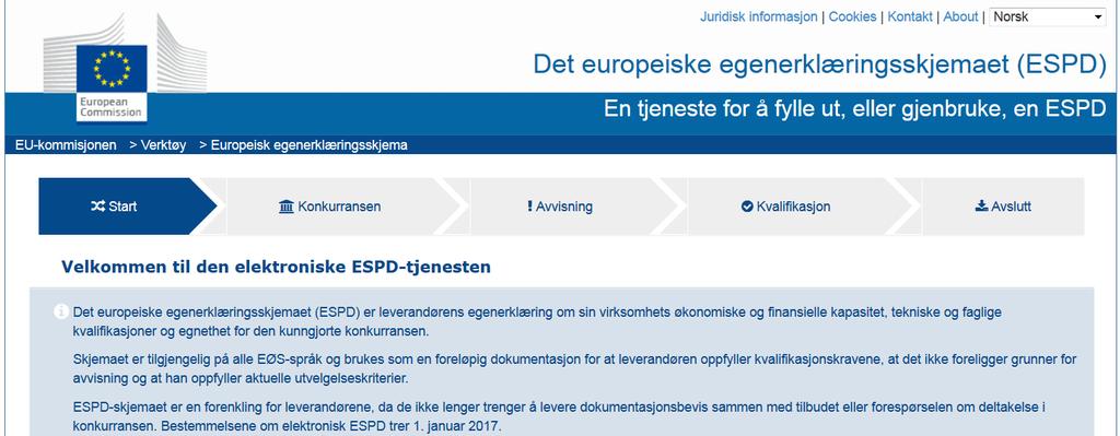 European Single Procurement Document («ESPDskjema») FF 20-7 (1) Obligatorisk for anskaffelser over EØS-terskelverdi (44 mill for bygg & anlegg): ESPD-skjema ESPD = Egenerklæring fra leverandørene om