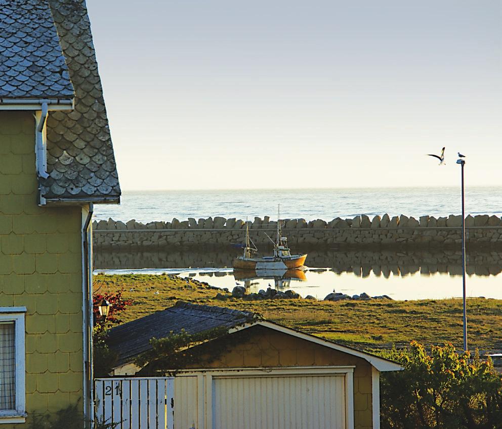 I Vestbygda er det tradisjon for å male husene i forskjellig farger. Dette huset ligger i Heiabakken. Ved havet har det vært viktig å se og bli sett.