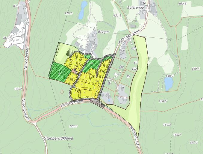 Figur 20: Reguleringsplan Berger Terrasse 3.3 Andre rammer og føringer Gang og sykkelveg langs fv.156 til Nesodden I Akershus fylkesutvalgsmøte den 22.8.