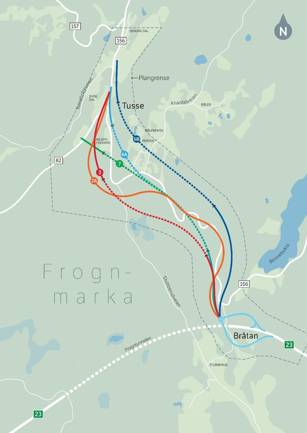 Figur 1: Oversikt over traseer