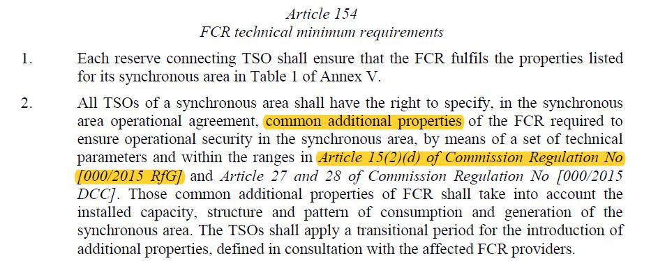 FCP vs RfG Nye krav FCR-N/D: opprinnelse i Entso-E SO GL