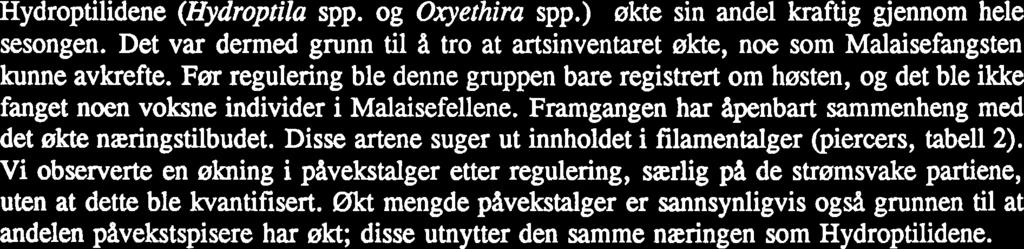 Temperaturen pil slike elvestrekninger øker vanligvis noe og døgnvariasjonen kan bli større siden mye smeltevann tas bort fra elvene.