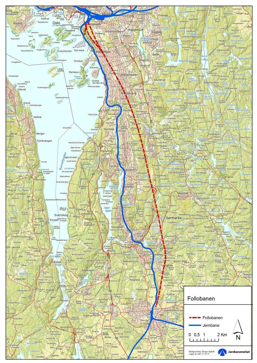 5 Fremtidige planer 5.1 Jernbane 5.1.1 Alnabru godsterminal Det foregår en utredning på Alnabru godsterminal. Det er forutsatt at utredningen får konsekvenser for godssporet Alnabru Loenga. 5.1.2 Follobanen Follobanen er ny dobbeltsporet bane, mellom Oslo S og Ski stasjon, som er under bygging.