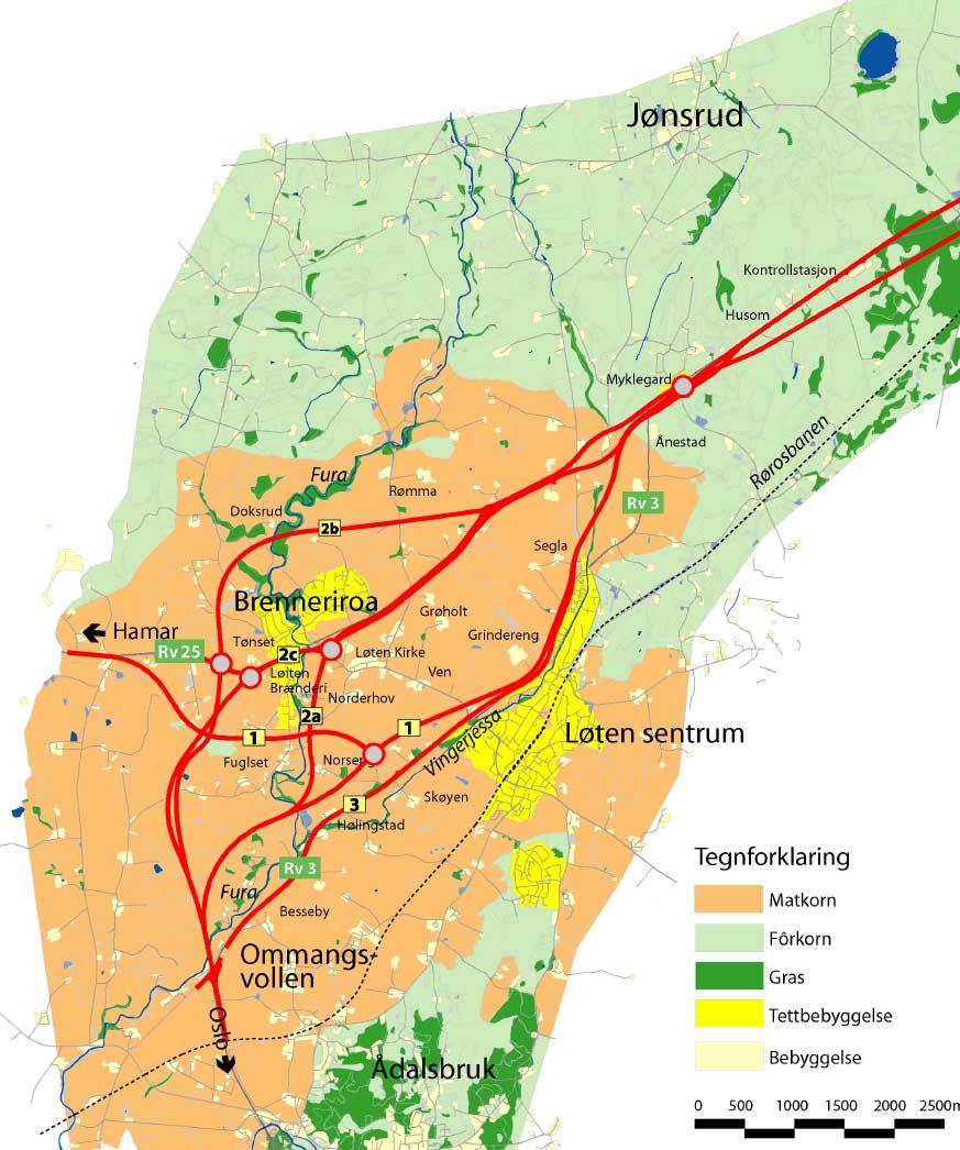 Figur 56: Kart over Samlet landbruksverdi. Med forventet trafikkøkning, vil disse problemene bli stadig mer følbare.