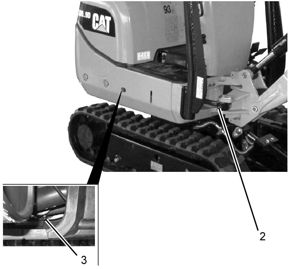 Senk alle arbeidsredskaper til bakken. Plasser spaken for hydraulikklås 173 g02462839 2.