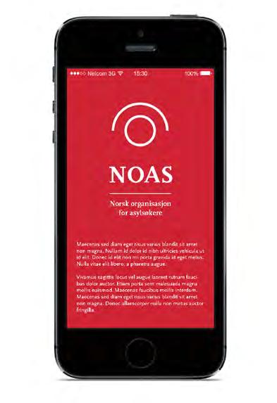 NOAS visuell identitet stående logo 4 Stående logo Det er også tegnet en stående logo for NOAS. Denne brukes der det er praktisk vanskelig å sette en liggende logo.