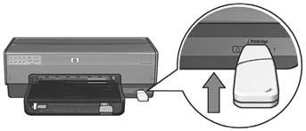 4. Når skriveren er på, kobler du nøkkelen for trådløst nettverk til USB-porten for PictBridge på forsiden av skriveren. 5. Vent til skriverlampene blinker tre ganger samtidig. 6.