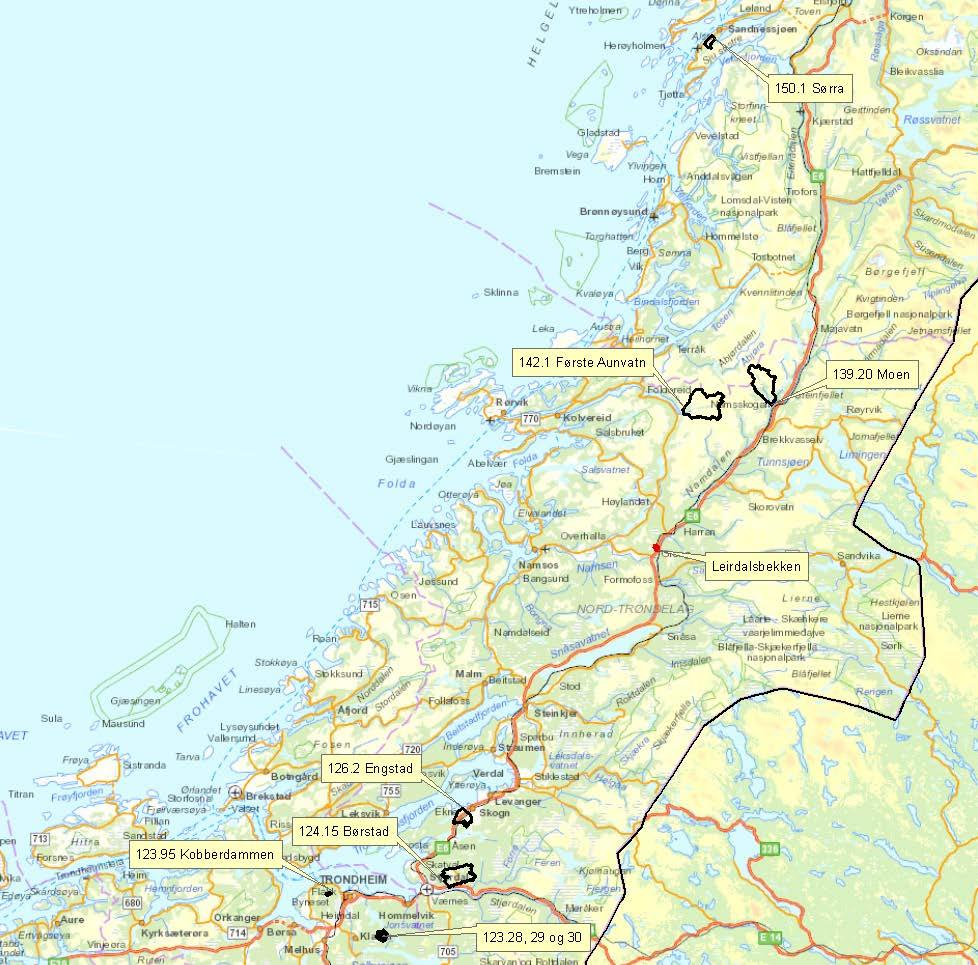 Målestasjoner En oversikt over nedbørfeltene til aktuelle sammenligningsstasjoner i området er gitt i tabell 2. Beliggenhet og feltgrenser er vist i figur 2. Figur 6.