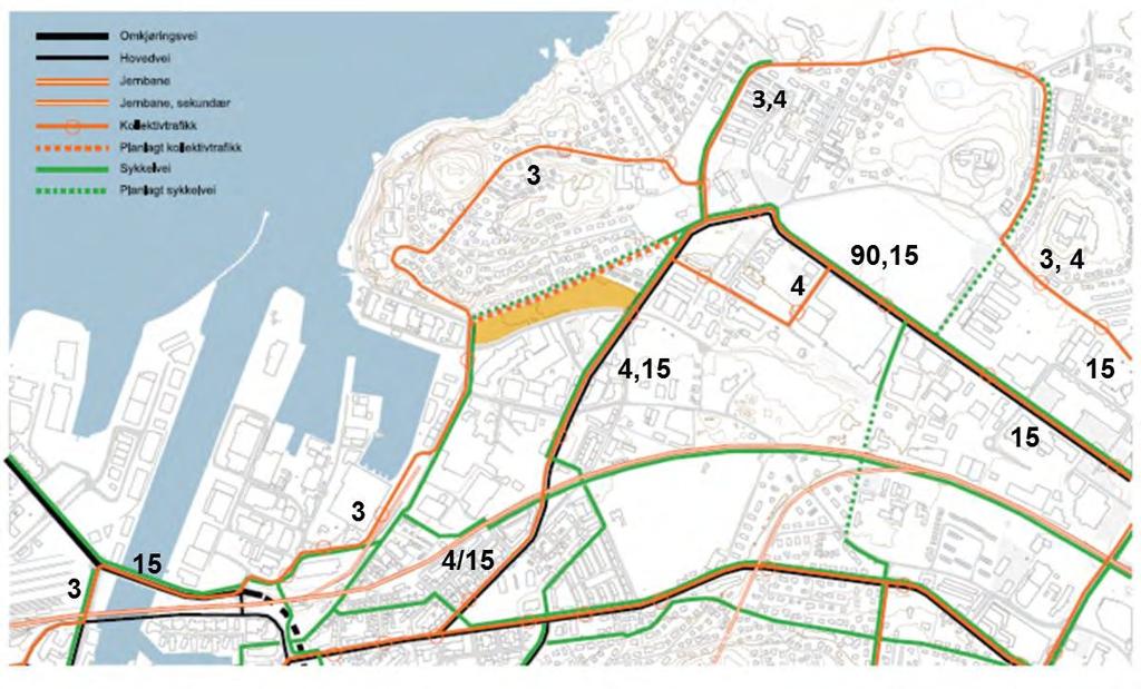 området ligger i dag noe industri og annen næringsvirksomhet. Dette området er forutsatt disponert for næringstransfomasjon.