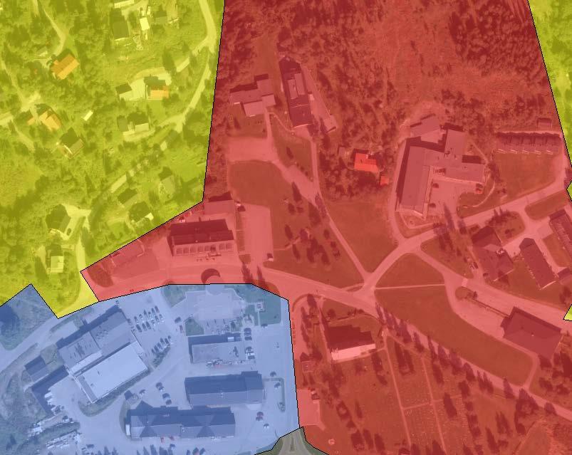 Utsnitt fra dagens kommundelplan, Hattfjelldal sentrum, vedtatt KS-045/02. 6.