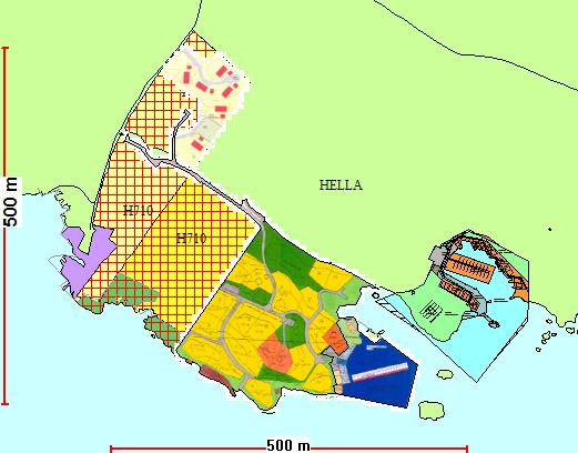 Utsnitt får kommuneplan med reguleringsplan for Hellaneset og Hellaneset båthamn Skildring av planområdet Planområdet ligg på