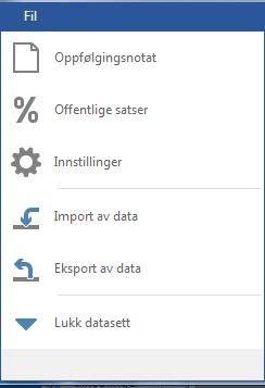 MENY LINJE I DATASETTET Fil Oppfølgingsnotat Her kan det skrives inn huskeliste og annen relevant informasjon om selskapet, eller hvor langt man har kommet i årsoppgjøret for denne kunden.