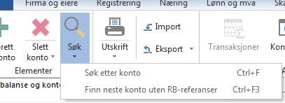Søke etter konto (F4) For å søke etter en konto, klikk på knappen Søk etter konto. I popup bilde taster du inn ønsket kontonummer og trykker OK.