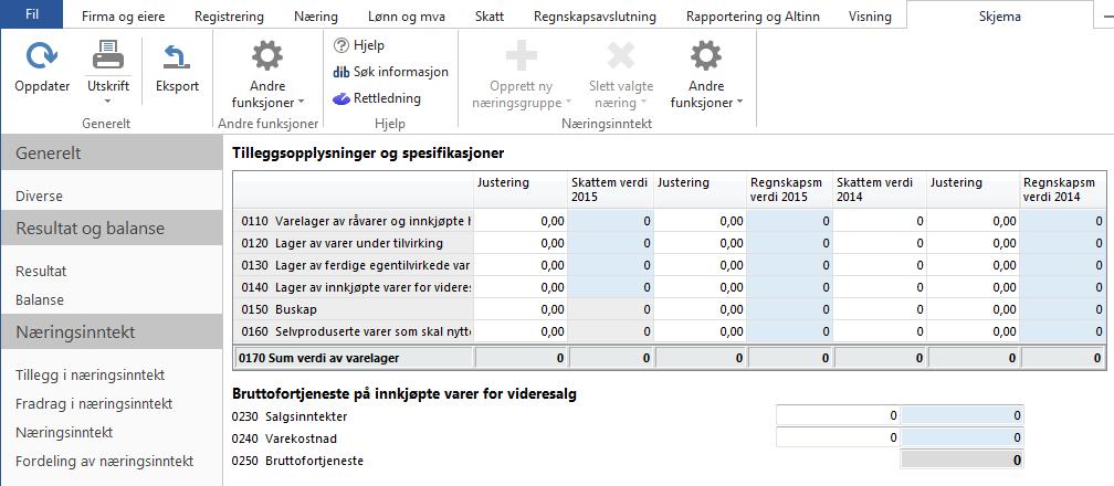 RF-1217 Spesifikasjon av forskjeller De midlertidige forskjellene hentes i de fleste tilfeller automatisk inn i skjemaet på grunnlag av de referansene som er satt i kontoplanen og fra andre steder i