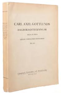 40) (GOTTLUND, C. A.): Ur Carl Axel Gottlunds dagboksanteckningar från en resa genom Värmlands finnmarker år 1821. Karlstad. 1931-33. 8vo. 495 sider. 15 Side 270-300: Trysil s finnskoger nov. 1821. Side 381-495: Steds- og personregister, utarbeidet av fil.