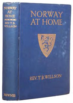 114) WILLSON, Rev. T. B.: Norway at home. London. Uten år (1908). 8vo. (10), 227, (1) sider. 12 plansjer (Fotografier av W.