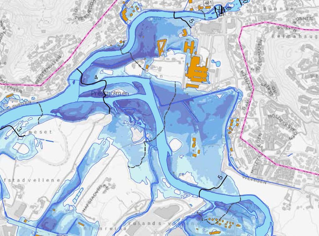 Sjølve bruene må liggje over flaumnivået (minimum 50 cm frå underkant bru ned til 200 årsflaum).