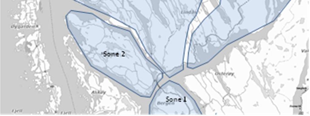 ** Gjeld andel av trafikken i snittet som går til sone 3 (sjå nedanfor). *** Gjeld andel av trafikken i snittet som er interntrafikk i sone 3.