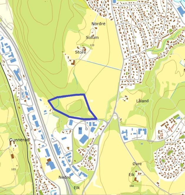 Dersom Drammen skal utvikle nye næringsområder er innspill 34. og 46. best egnet. 34. Solum søndre har minst konsekvenser for landbruket, og ligger i forlengelse av eksisterende næringsområde.