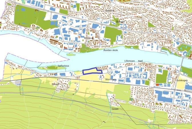 Feltnavn: 4. Stormoen nord LNF Foreslått Bolig Størrelse: Ca 25 daa Boliger foreslått: - Endret arealbruk fra beskrivelse: LNF (dyrka mark) til bolig. Mellom Øvre Eikervei og Drammenselva.