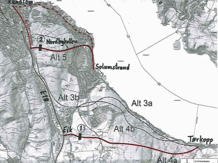 Solumstrand - Rundtom Kombinasjonsalternativ 2 Ny veg