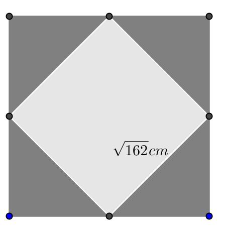 3.6.2 Figuren viser et kvadrat inni et annet kvadrat. Regn ut arealet av det mørkegrå området. Volum og overflate 3.7.