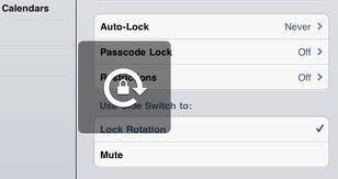 5.5 Sidebryter--> slå av/på «Låse» skjermretning Du kan bruke sidebryteren på ipaden til å låse skjermretningen eller til å slå av enkelte lyder og varsler på ipaden: (Denne funksjonen er å finne i